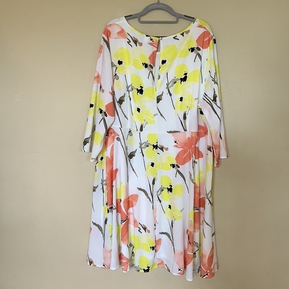 NWT Lane Bryant vibrant white coral floral trapeze dress 3/4 sleeve Sz 18/20 $80 - Picture 7 of 13